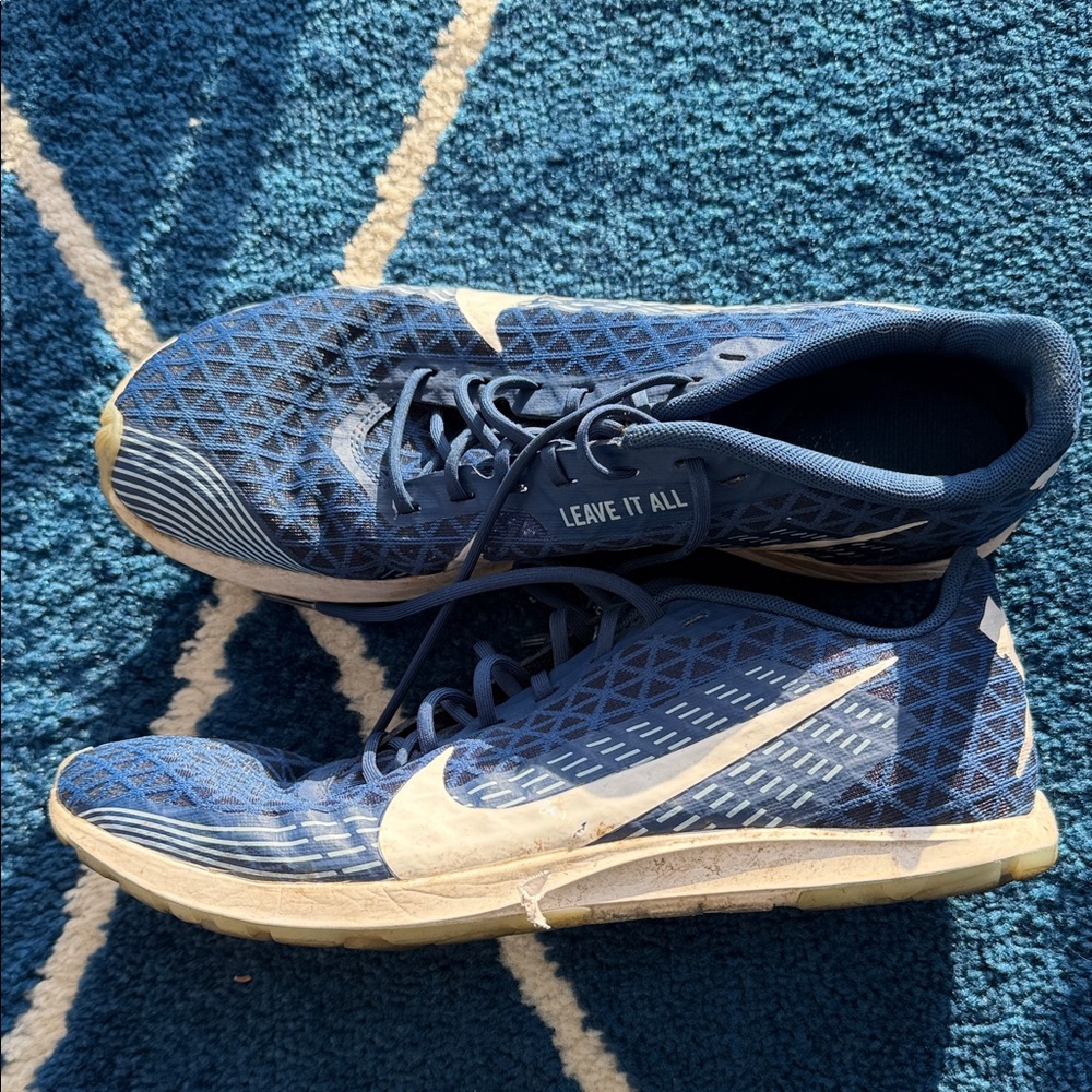 Nike Blue and White Distance Spikes Track Shoes